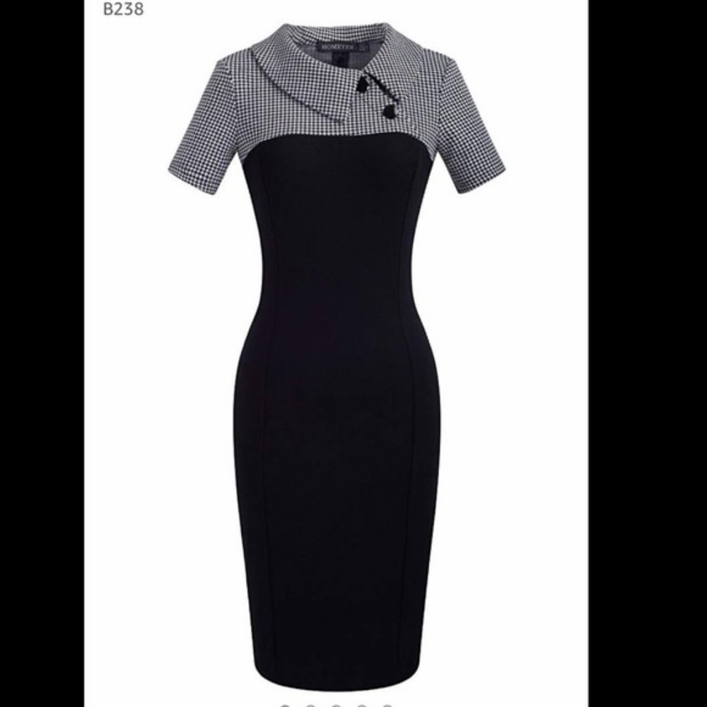 Retro Chic Color Block Lapel Dress